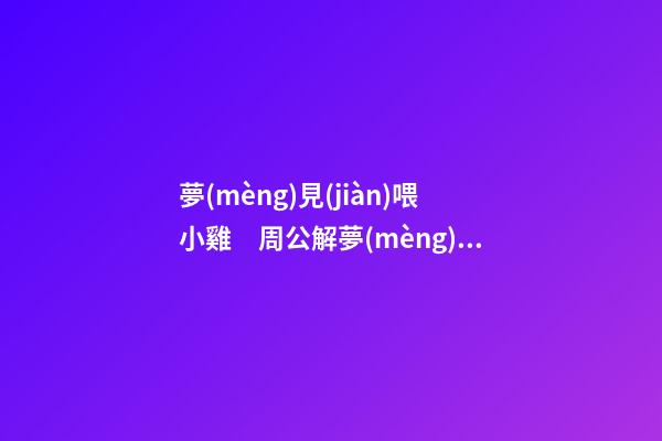 夢(mèng)見(jiàn)喂小雞　周公解夢(mèng)之夢(mèng)到喂小雞